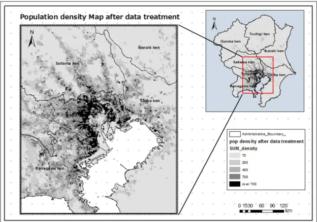 Figure 3.2: Population density Map after data treatment, 2000 