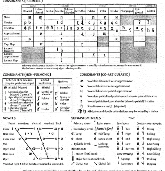 Figure 2.2. The ful1 chart of the 2005 International Phonetic Alphabet.