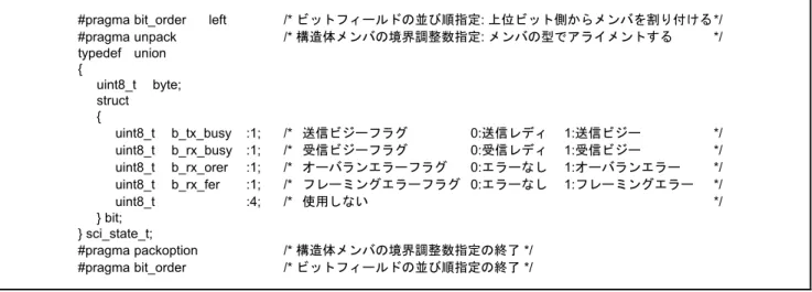図 5.4にサンプルコードで使用する構造体/共用体を示します。 