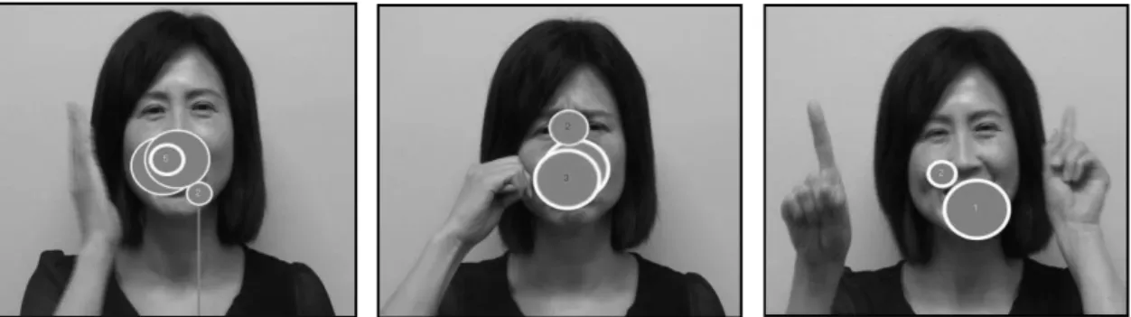 Figure 6  Examples of eye-gaze responses in a child  Note. Fixation points are indicated as circles