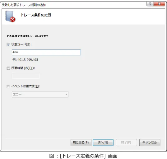 図  : [トレース定義の条件]  画面 