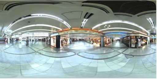 Fig. 8 Example of omnidirectional image in which human regions are removed and blind side is interpolated