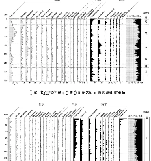 図 10 KSN1302-1303 統合コアの主な生息域別出現珪藻（塩見） 