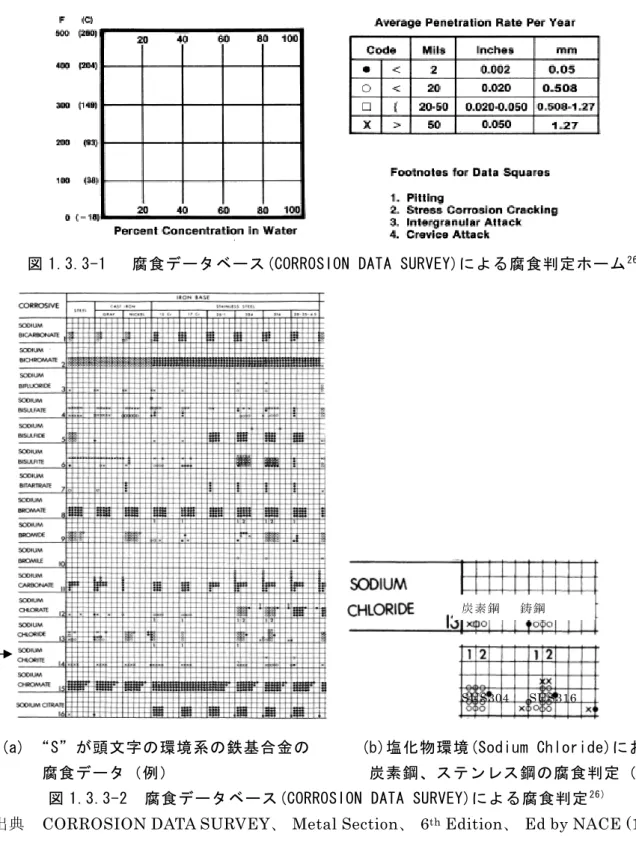 図 1.3.3-1   腐食データベース(CORROSION DATA SURVEY)による腐食判定ホーム 26 ) 