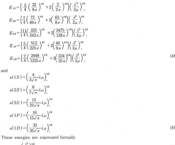 Table 2. The comparison of a,, with obtained e ,,L for the lowest levels.