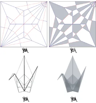 Fig. 4 Extraction of polygon-elements from a crease pattern.