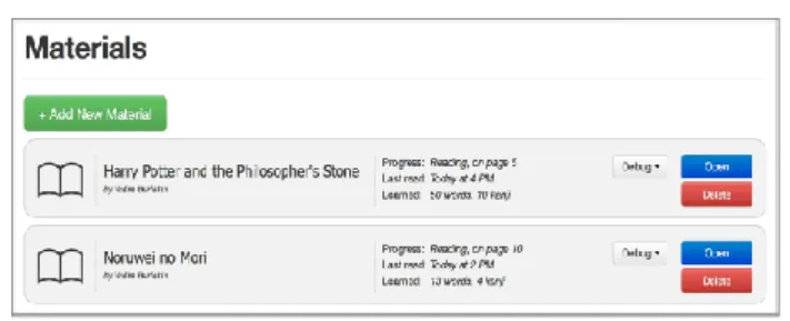 Fig 3.1: Material management interface 