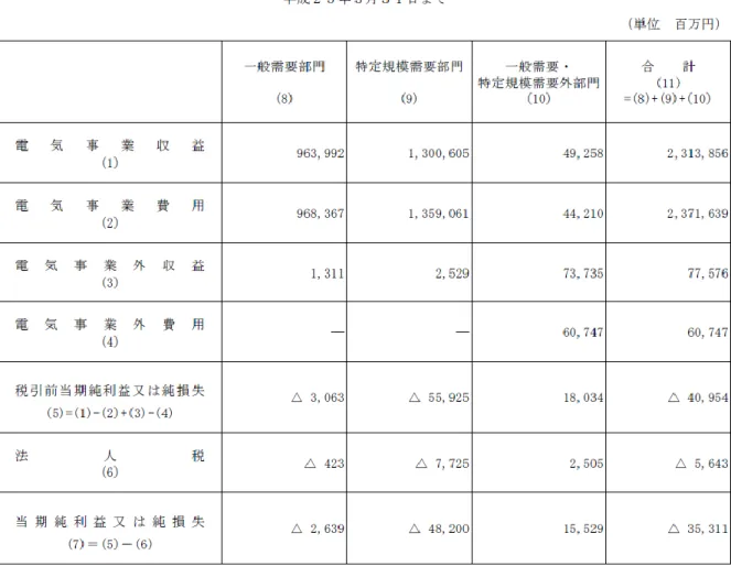 表 1：部門別収支計算書（平成 24 年度） 