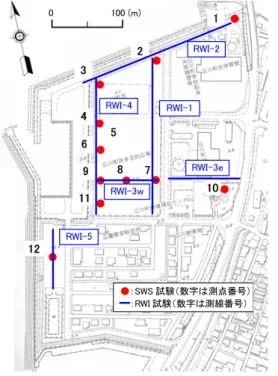 図 5  表面波探査断面の一例（測線 RWI-3w） 
