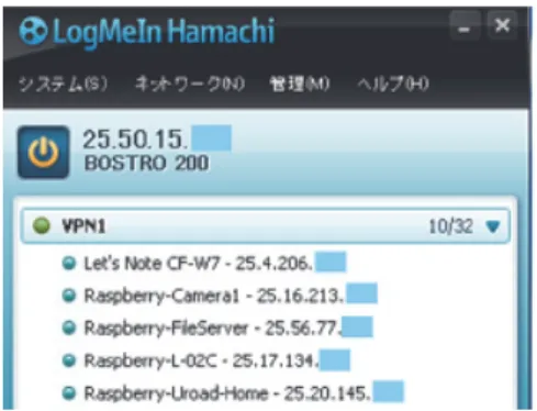 Figure 3  Connection of individual computers using Hamachi 