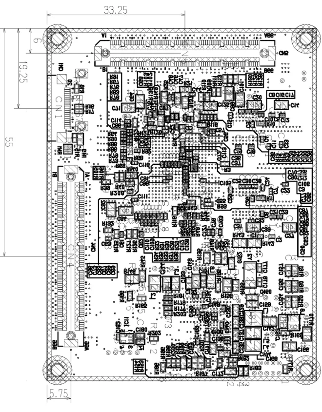 図 4 半田面寸法図（部品面視)CN1
