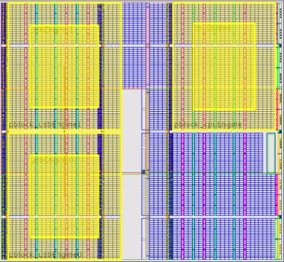 図  6 : usbEngine0、usbEngine1 および cpuEngine Pblocks の完了したフロアプラン 