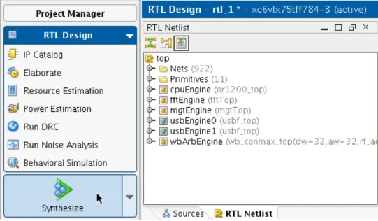 図 6 : XST インクリメンタル合成の実行 