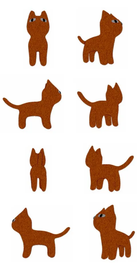 図 5.3  図 5.2 の図と同じ視点から生成したフェルト調の貼り絵画像の例 