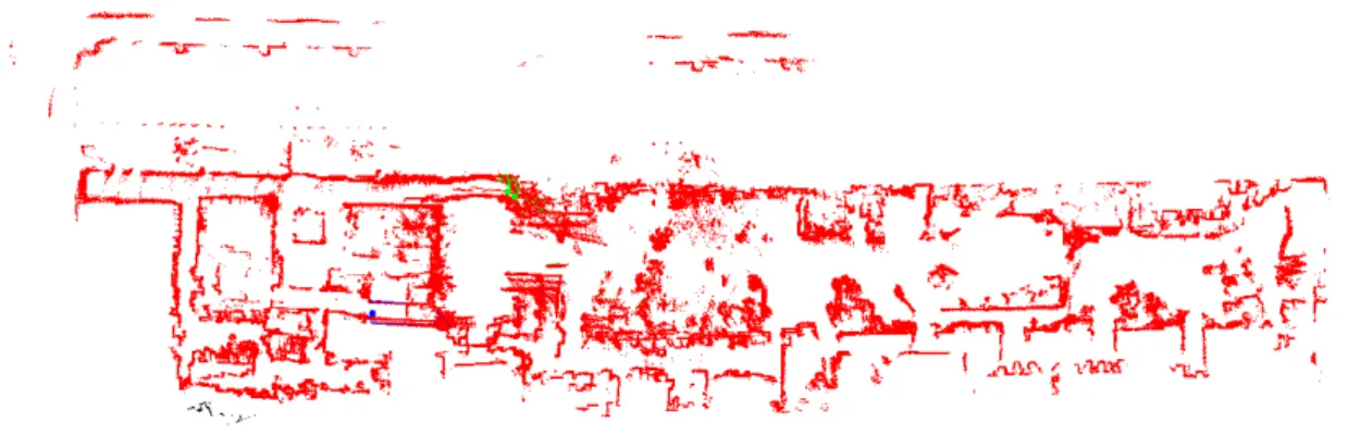 Fig. 5 スキャンマッチング; Fig.4 にスキャンマッチングを施しオドメトリの誤差 を修正した物.