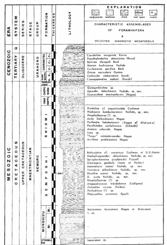 Fig.  II . Stratigraph ic  Column Showing  Characteristic Foraminiferal Assemblages and  Diagnostic Megafossils