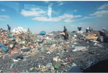 Figure 3. Poor sanitary conditions for workers and waste pickers, Chunga Dumpsite.