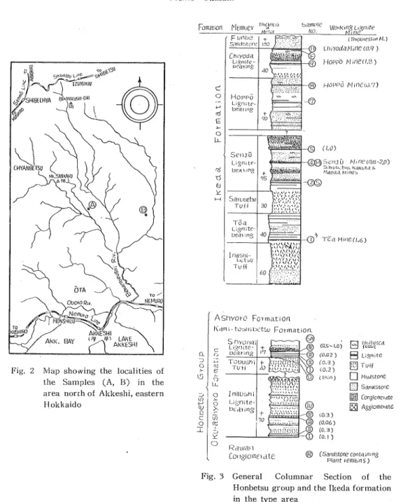 Fig. 2 Map showing the localities of the Samples (A, B) in the area north of Akkeshi, eastern Hokkaiclo
