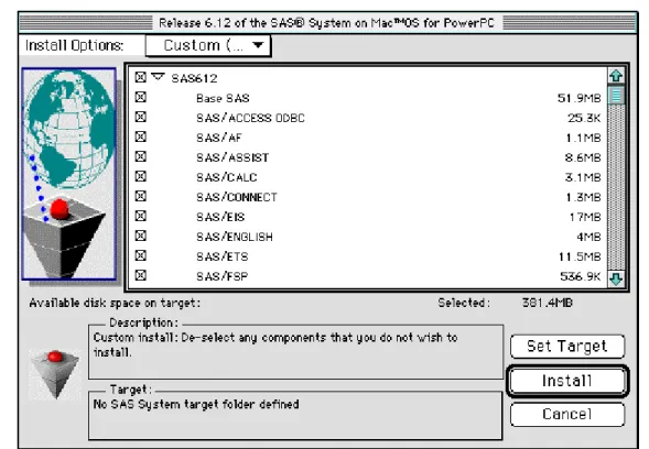 図 3.7    Custom (Single Target) Install ウィンドウ 