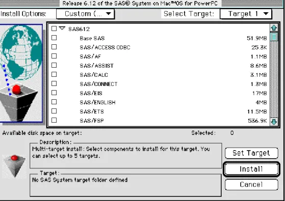 図 3.8  Custom (Multiple Target) Install ウィンドウ 