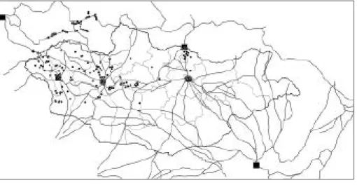 図 1  ロシア商店の分布と道路
