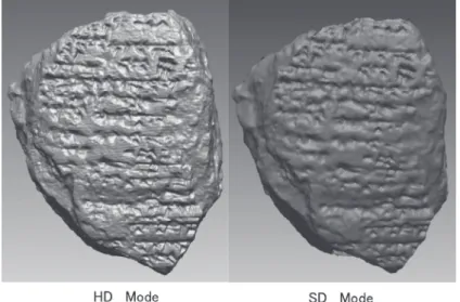 図 30 HD モードと SD モードによる 3D モデル表面の再現性の差異
