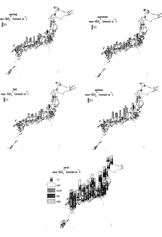 図 4.3.4 nss-SO 4 2− 沈着量の地図表示