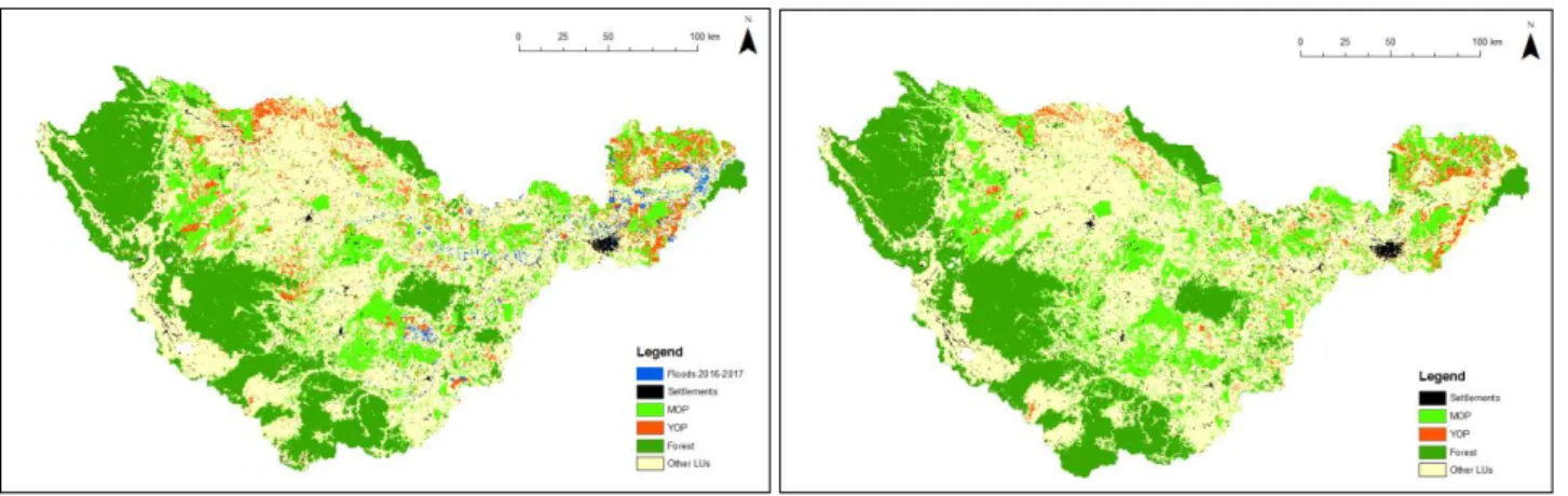 Figure  1  shows  the  results  of  classification  of  OP  and  other  LUs  in  year  2015  and  2018  as  well  as 