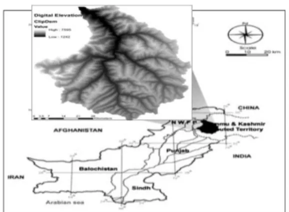 Fig. 1 Digital Elevation model of Astore River Basin. 