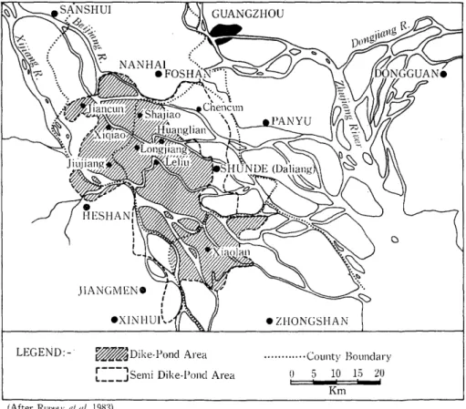 Fig  1. Location  of  the  Dike-Pond  System  in  the  Zhujiang  Delta