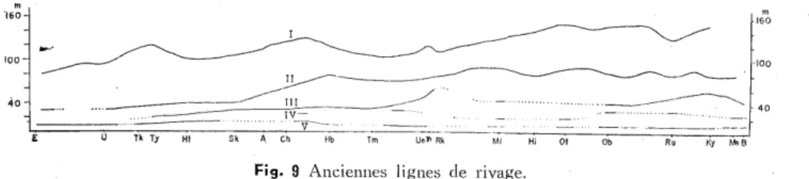 Fig. 9 Anciennes lignes de rivage.