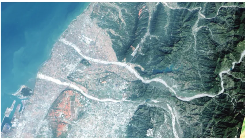 Figure 8   True-colour satellite image of the area in Figures 6 and 7 (Landsat-8  image provided by the USGS)