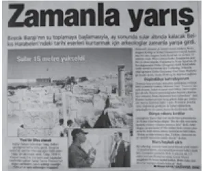 Figure 3  Article about the rescue excavation at Zeugma in 2000. 