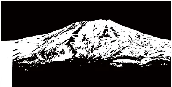 Fig. A1.1  Binarized image of snow cover areas on Mt. Chokai on April 18, 1983.