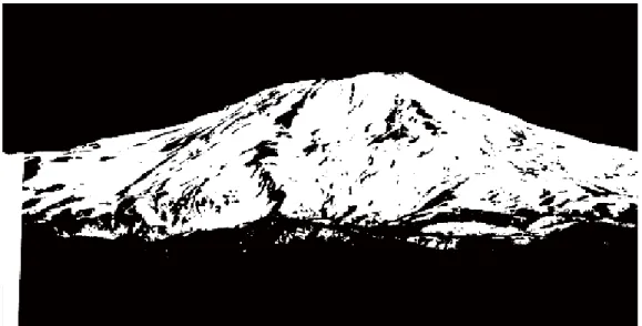 Fig. A2.1  Binarized image of snow cover areas on Mt. Chokai on April 22, 1999.