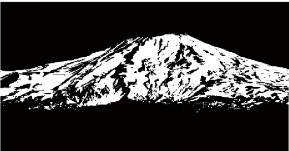 Fig. A2.4  Binarized image of snow cover areas on Mt. Chokai on May 11, 1999.