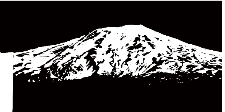 Fig. A3.5.1  Binarized image of snow cover areas on Mt. Chokai on May 10, 1983.