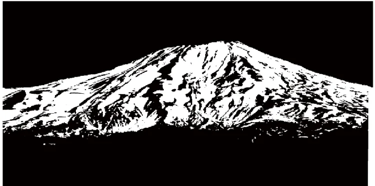 Fig. A3.7.1  Binarized image of snow cover areas on Mt. Chokai on May 16, 1985.