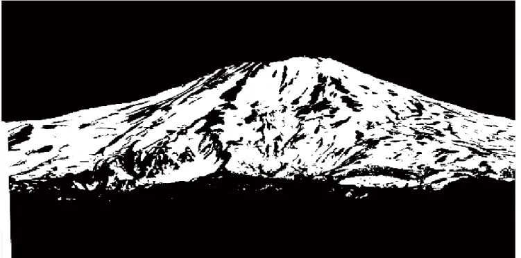 Fig. A3.8.1  Binarized image of snow cover areas on Mt. Chokai on May 12, 1986.