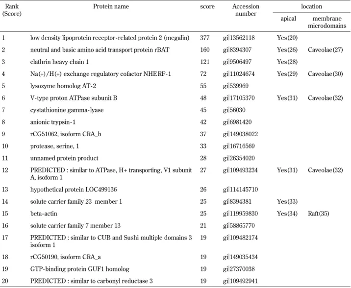 Table 1. Analysis of contents of the high molecular weight complexes by LC - MS/MS