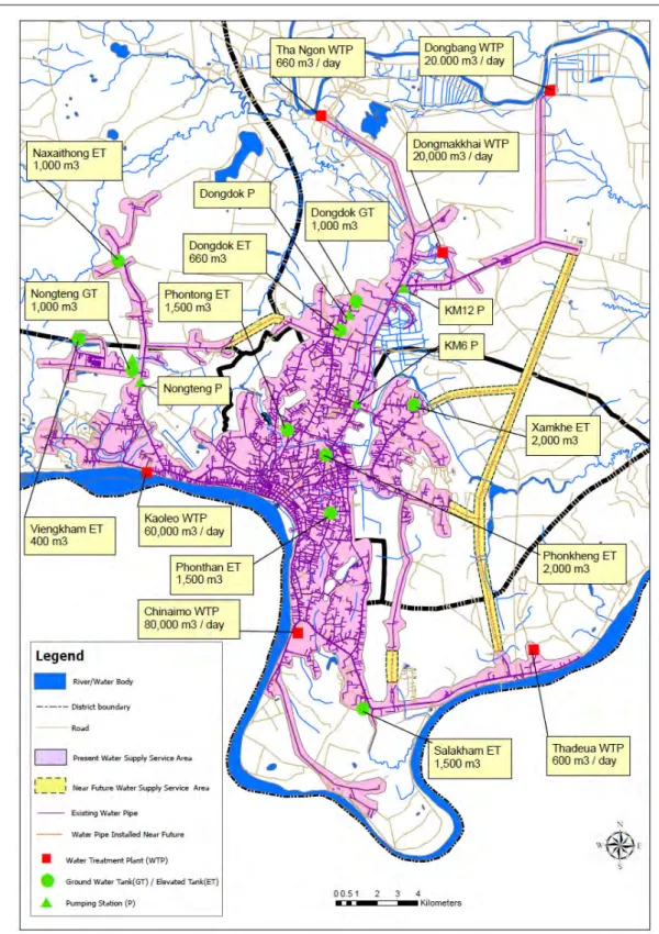 図 2.12:  首都ビエンチャンの上水システムの現況 