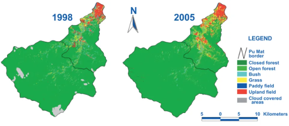 Fig. 5 Chau Khe Land Cover Land Use in 1998 and 2005 Source: Remote sensing image interpretation