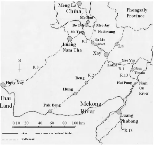 Fig. ῌ Cities and Towns in Northen Laos Source: Created by the authors