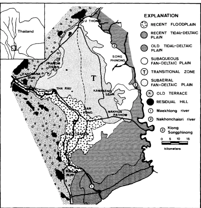 Fig. 1 Geomorphology of the Maekhlong Fan-delta, Thailand of the terrace surface is relatively good in the