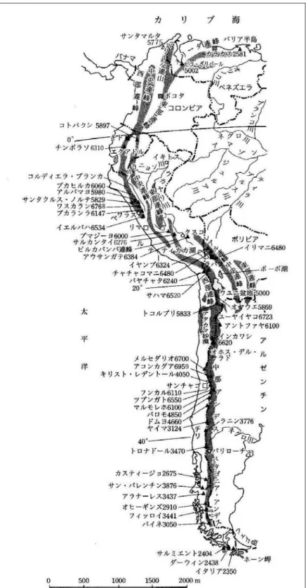 図 1 ‑ 1  アンデス山脈の主要な高峰［山本・苅谷・岩田 2007］