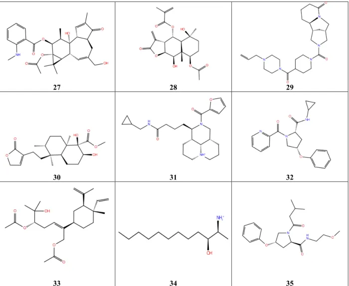 Figure 3. 2D Structures of the Cluster Representatives of the Top Hits Against Dengue  RdRp 