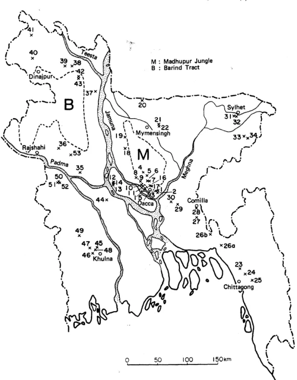 Fig. 1 Map showing Sampling Sites in Bangladesh