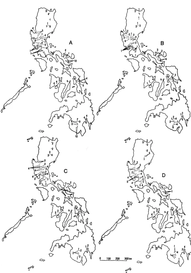 Fig. 14 Map of the Philippines, showing Distribution of Samples in Terms of Soil Material and Fertility Characteristics.