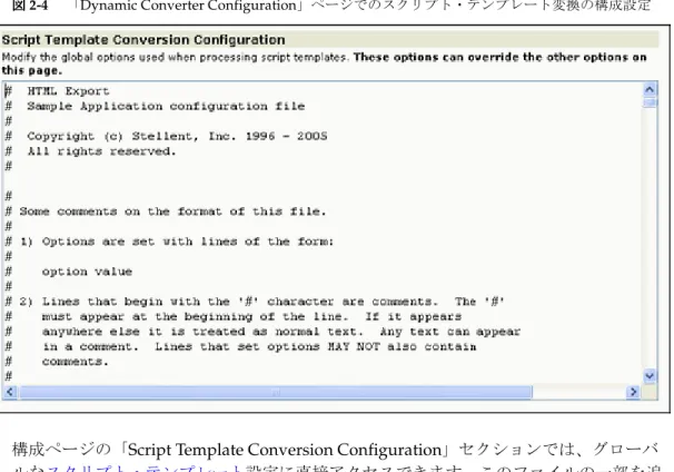図 図 2-4 「Dynamic Converter Configuration」ページでのスクリプト・テンプレート変換の構成設定