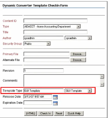 図 図 4-1 Dynamic Converter Template Check-In Form